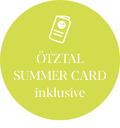 Green circular icon with a white outline of a ticket at the top. Below it, the white text reads: ÖTZTAL SUMMER CARD inklusive.